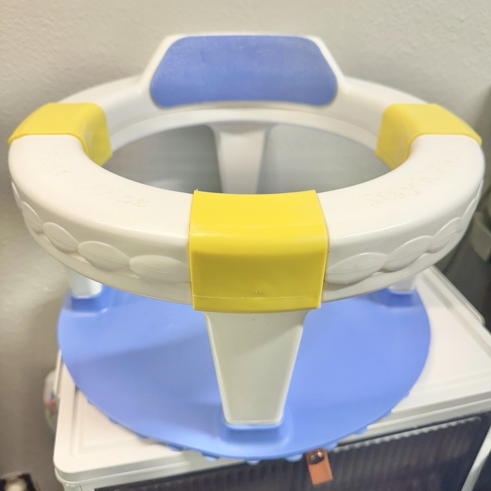 Vtg 93 Fisher Price Stay n Play Bath Seat Ring Blue White 9227 HTF  *Please Read